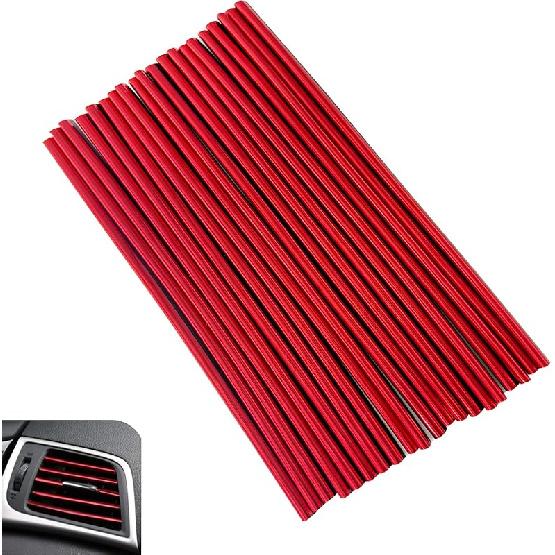 20PCS Car Vent Outlet Trim, Bendable Air Conditioner Vent Decoration Strip, Universal Auto Air Oulet Strips, for Most Vehicles (Red)