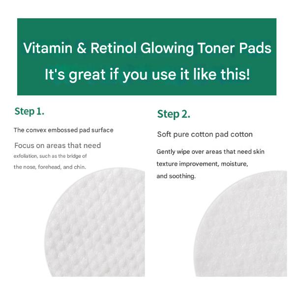 FARM STAY Vitamin & Retinol Glowing Toner Pad (140ml / 4.73 Fl.oz., 70 Pads)  (3 Options)