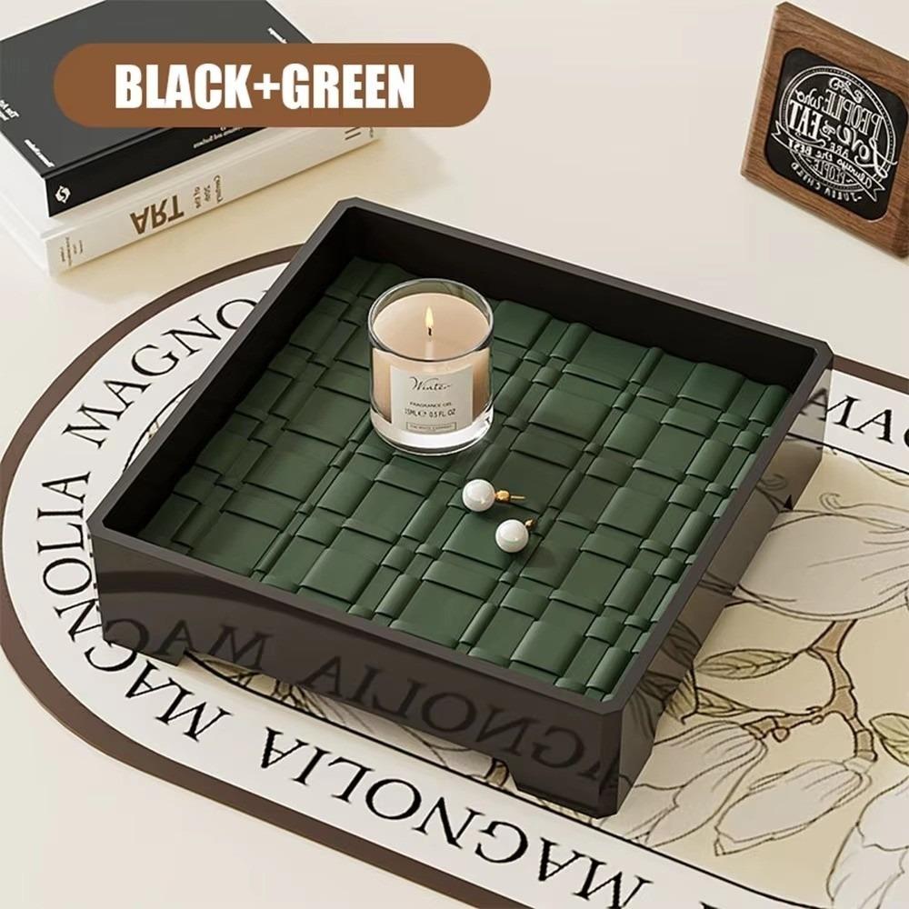 Ancient Leather Storage Tray Box with Mat Entrance Key Tray Aromatherapy Tray Light Luxury Keys Holder Trays