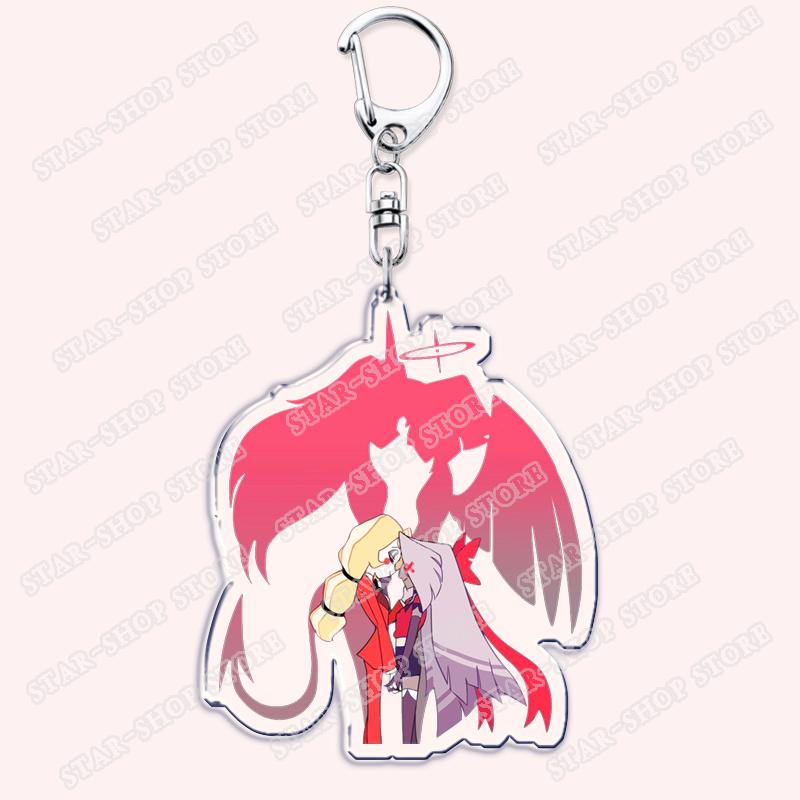 Heiß Populär Anime Cartoon Dämon Figur Schlüsselanhänger für Zubehör Tasche Angel Dust Schlüsselanhänger Ring Schlüsselring Schmuck Fans Freunde Geschenke