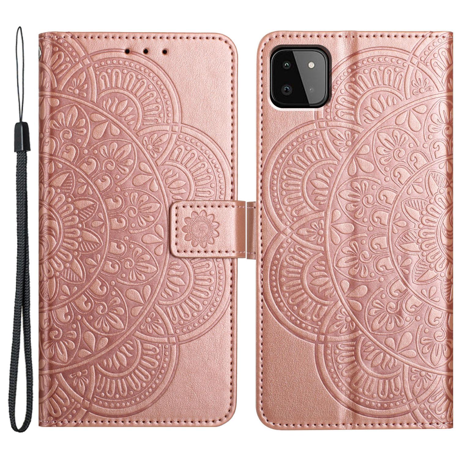 

Для Samsung Galaxy A22 5G (Версія ЄС) Чохол PU Шкіра Чохол для телефону Підставка Гаманець Rose Gold