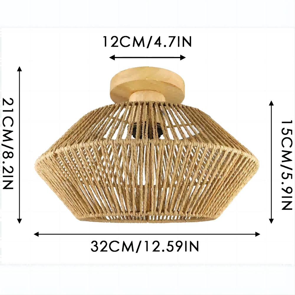 Classic Bamboo Lustre Chandelier Hanging Lamp Ceiling Handmade Rattan Pendant Light Fixture Weaving Home Living Bed Room Decor