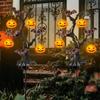Halloweenowe LED Straszne Kołyszące się Światła Dyni, LED Solarne Halloweenowe Lampki Dyniowe na Palikach, Zewnętrzne Solarne Drzewko Dyniowe do Ogrodu na Zewnątrz