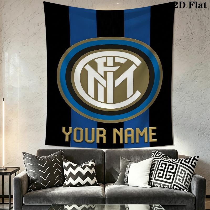 Custom Name Inter Milan Wall Tapestry Aesthetic Wall Hanging Printed Fabric Blanket Decorative Tapestries for Bedroom Living Room Home Decor