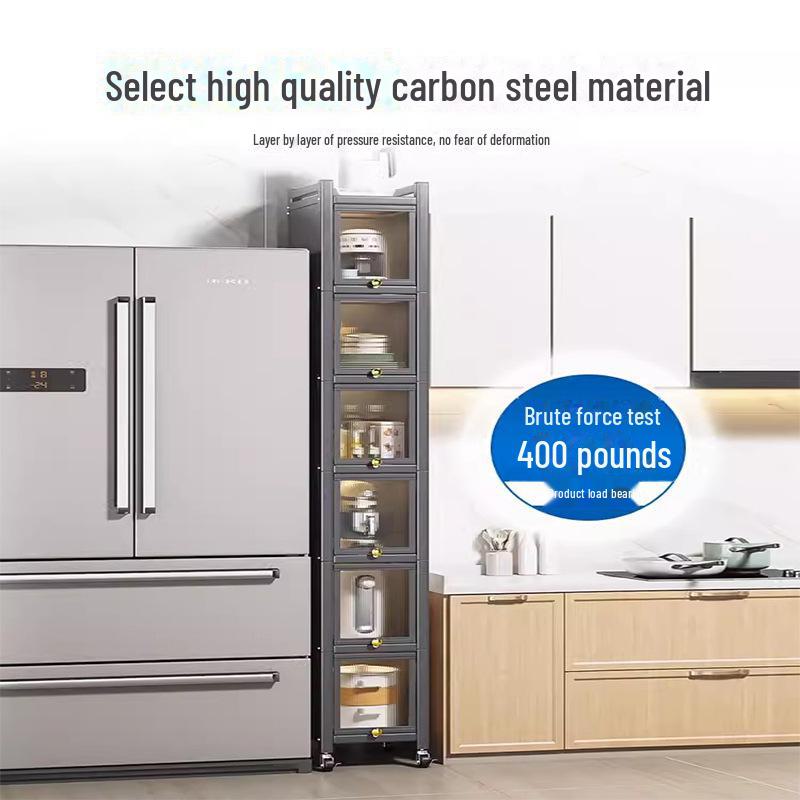 Kitchen Storage Cabinet with Microwave and Pot Rack