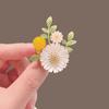 Women Brooch Bead Leaf Chrysanthemum Design Lapel Pin Non-Slip Buckle Scarf Badge Clothing Bags Accessories