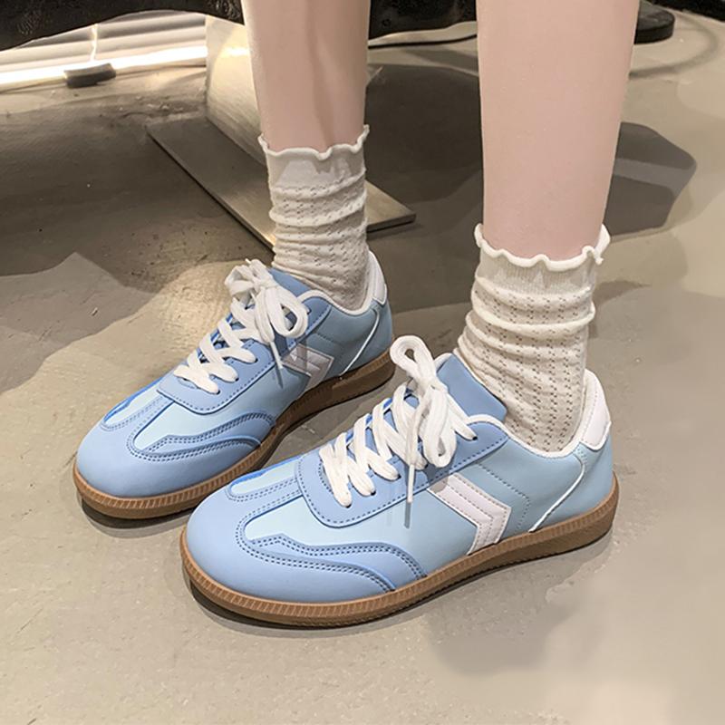 Sweet Candy Color Lace Up Skateboard Shoes Women 2025 Autumn Round Toe Low Heel Sneakers Soft Sole Non Slip Driving Shoes