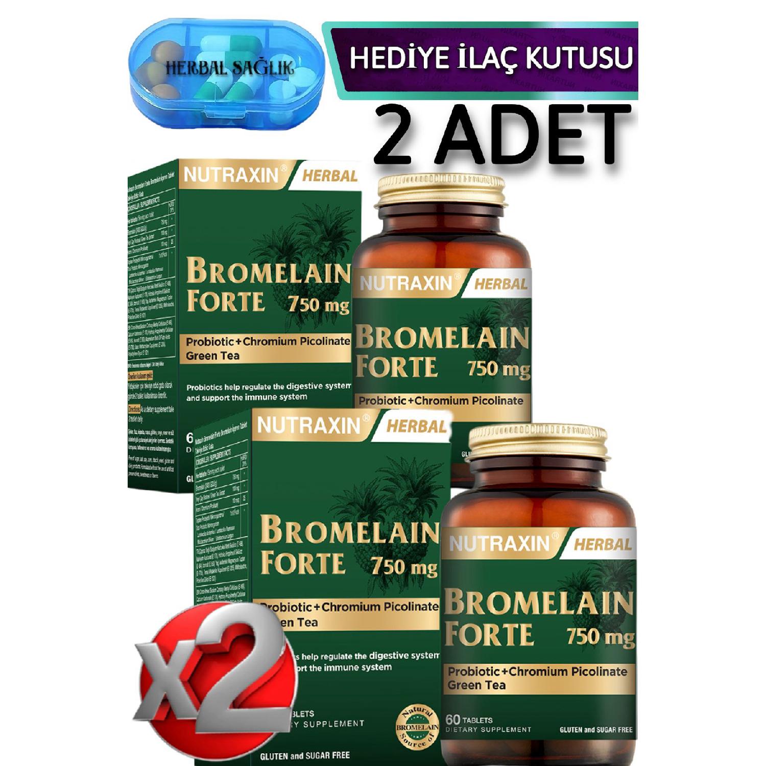 

2 Pieces Of Bromelain Forte 750 Mg- (probiotic-chromium Picolinate-green Tea) 60 Pieces Of Tablets