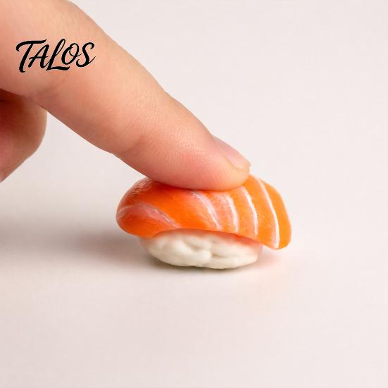 Portable Stress Reliever Keychain Pendant, Simulated Salmon Sushi Relief Toy with Hanging Healing Pendant Charm Chain, 3D Printed Food Ornament