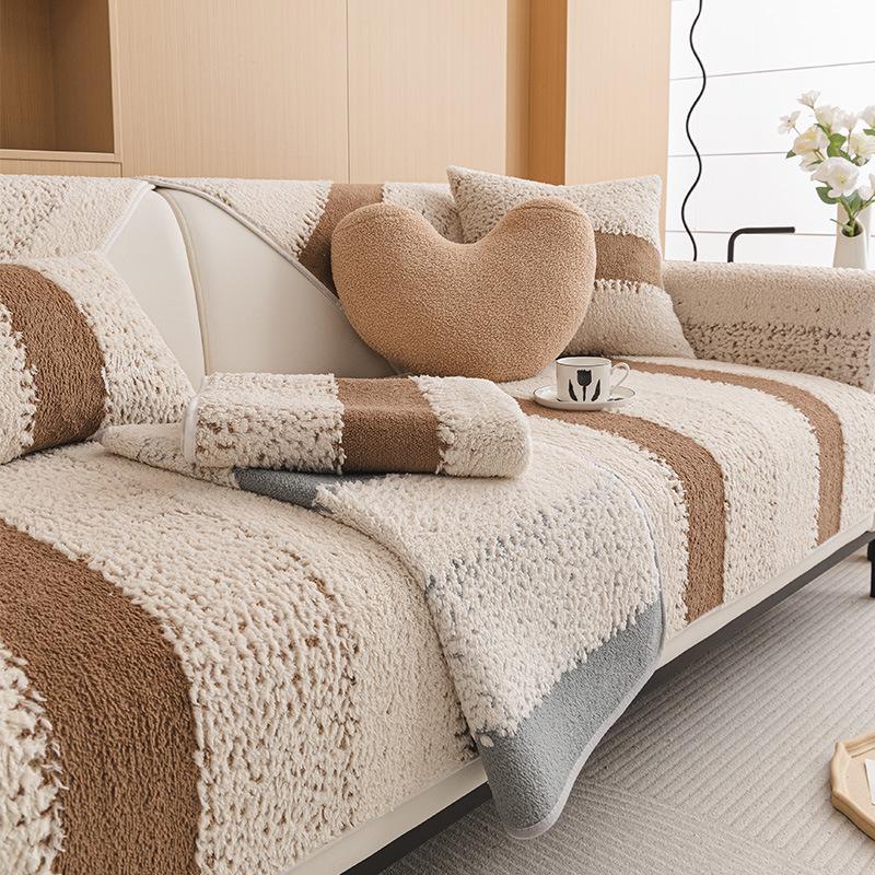 Plush Sofa Cushion Light Luxury High Sense Winter Thickened Non-Slip Seat Cushion  New Mahogany Sofa Cover Cloth
