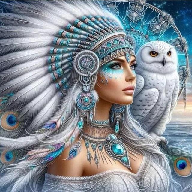 

Готическая женщина и сова Алмазная картина, новинка 2024 года, сделай сам, полная квадратная круглая алмазная мозаика, вышивка крестом, мультяшная фея, удивительный декор на Хэллоуин round 40x40cm зелёный