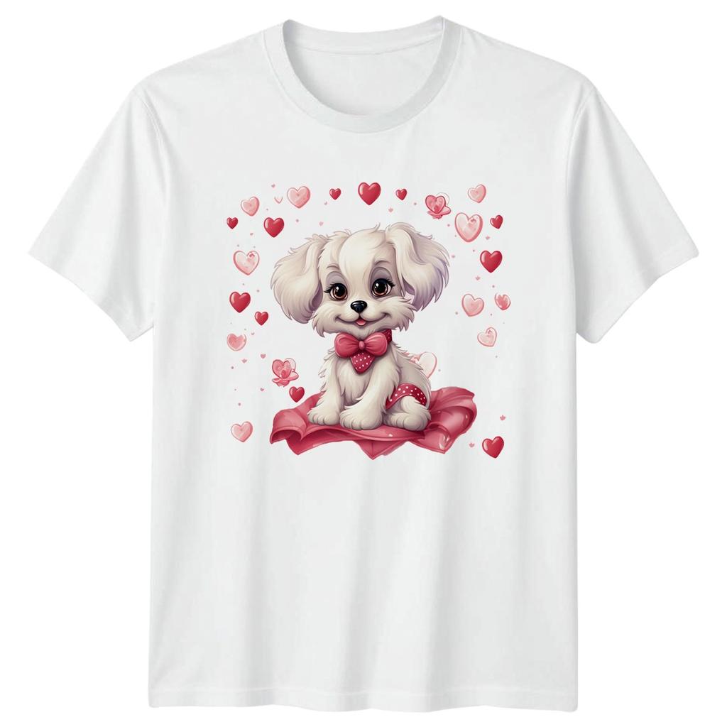 Cute Fluffy White Puppy Dog Wearing Unisexs TShirt Kawaii Dog Lover