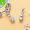 S925 Sterling Silver Cute Hamster Pendant Opening And Closing Button Head, Cute Pet Animal Diy Beaded Accessories