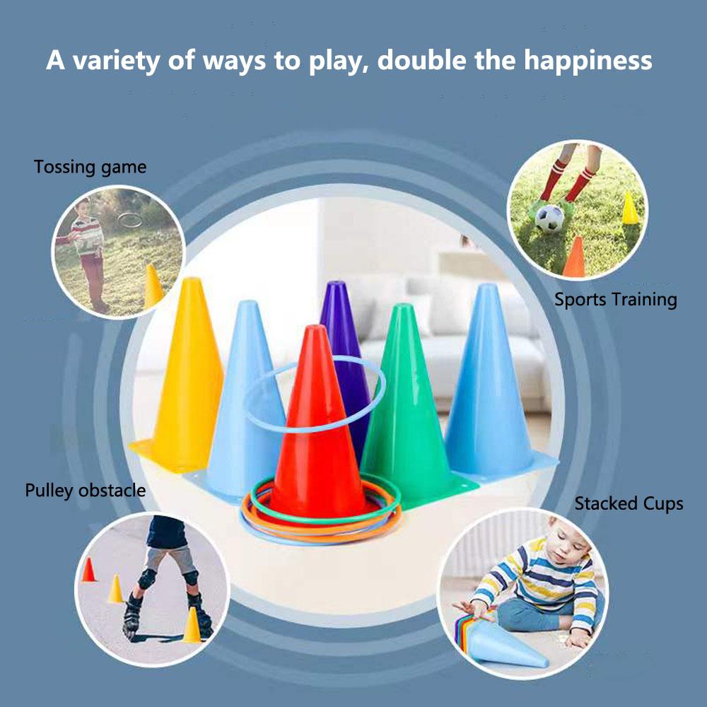 Parent Child Throwing Ring Game Cone Tossing Cornhole Sets Hand Eye Sports Outdoor Toys Game Balance Perception Kids Teaching