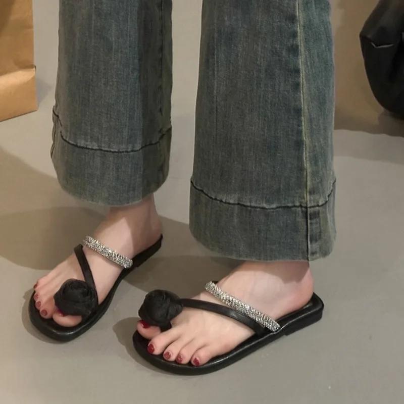 Fashion Fairy Flower Flip-Flops Women's Outside Wear Flat Bottom Summer New Beach Temperament Foot-in Non-slip Cool Mopping