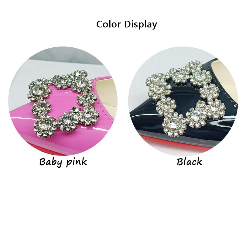 Fashion Aphixta Bling Crystals Diamonds Luxury Square Buckle 7cm Chunky Heels Pumps Women Shoes Rhinestone Shoes Plus Size35-53