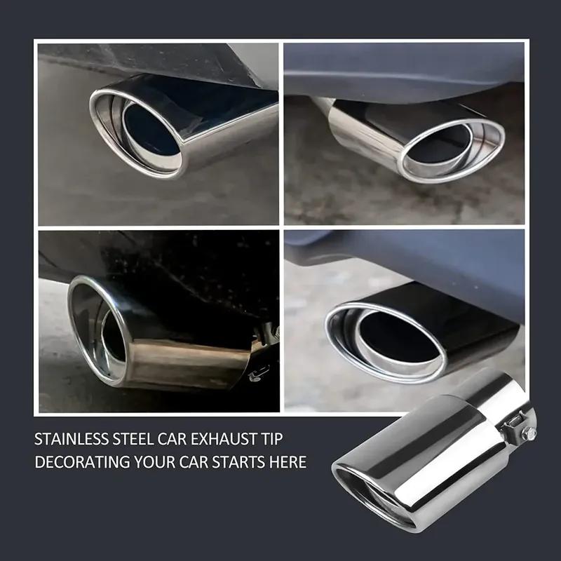 1PCS Universal Car Auto Exhaust Muffler Tip Stainless Steel Pipe Chrome Trim Modified Car Rear Tail Throat Liner Accessories
