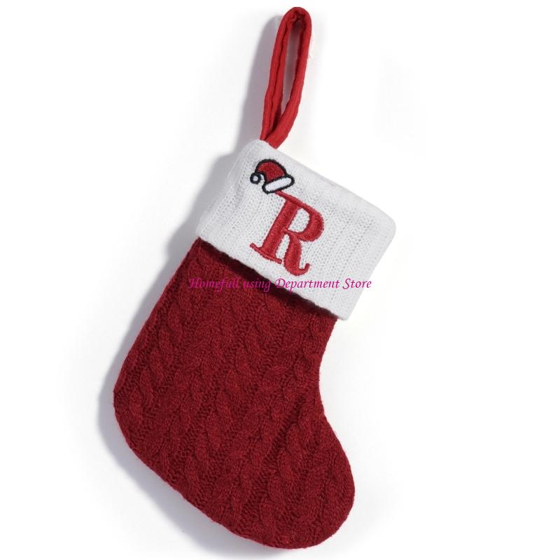 User Friendly Knitted Holiday Alphabets Letter Stocking Individualized Durable Christmas Decors Gift Sacks Stocking Ornament