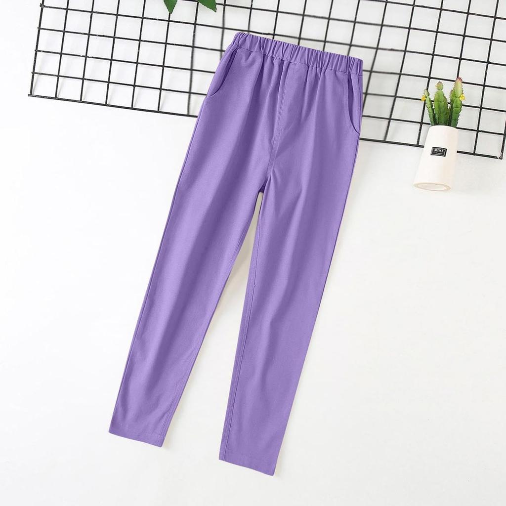 Children's Suit Pants With Elastic Waist And Pockets -Color Long Pants