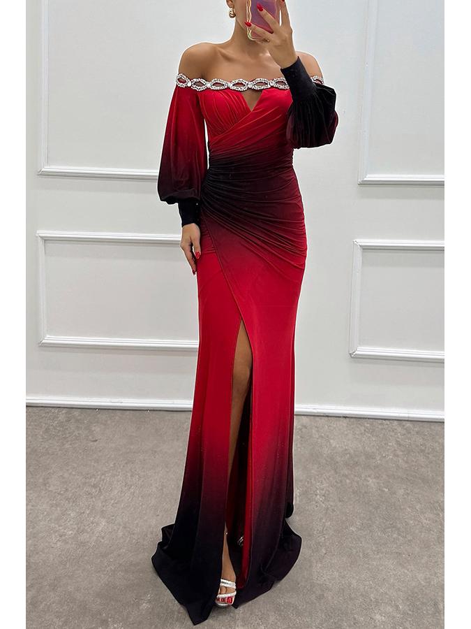 2026 Autumn/Winter One-Shoulder Printed Dress - Long Sleeve Casual Party Wear for Women