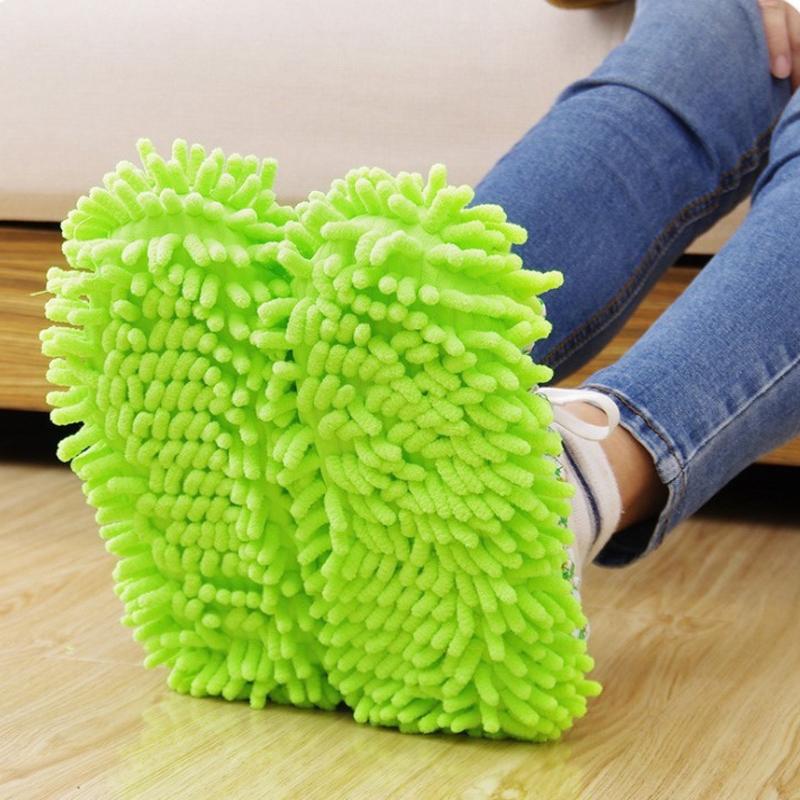 2 kusy chenilkových mopových pantoflí, odstraňování prachu, ponožky na nohy, čepice na mop, multifunkční čištění podlah, líný kryt na boty, sběrač prachu
