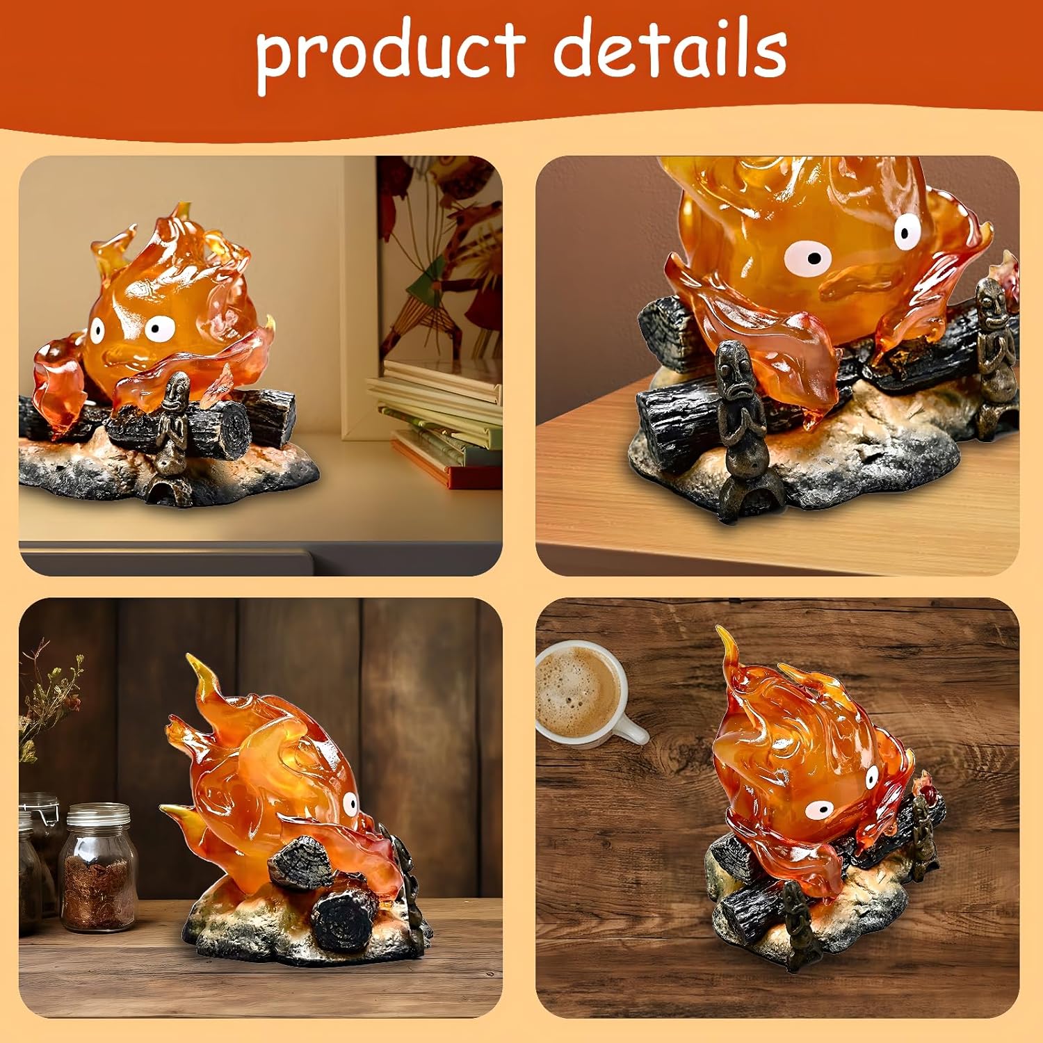 

Лампа Calcifer, мерцающий свет, который освещает вашу комнату, идеально подходит для украшения и кемпинга