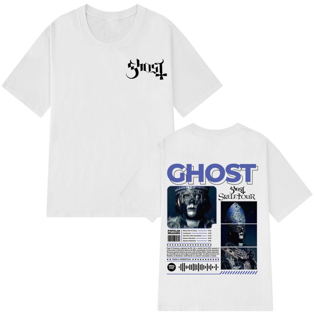 Ghost Skeletour World Tour 2025 Album Vintage Tshirt Men Women Hip-hop T-shirt Short-sleeved Gothic Punk Loose Casual T-shirts