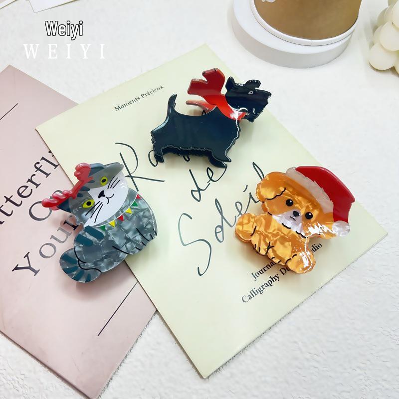 Weiyi Christmas Hair Clips: Cartoon Animal, Teddy Corgi, Shark & Ponytail Claw Clips for Women