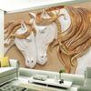 Photo Wallpaper 3D Stereo Embossed Horse Living Room TV Backdrop Wall Mural Art Painting Mural Wall Paper