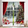 Snow Scene Tree Pattern Printed Curtains Christmas Decorations Home Room Curtain Set Of 2 Made Polyester Washable