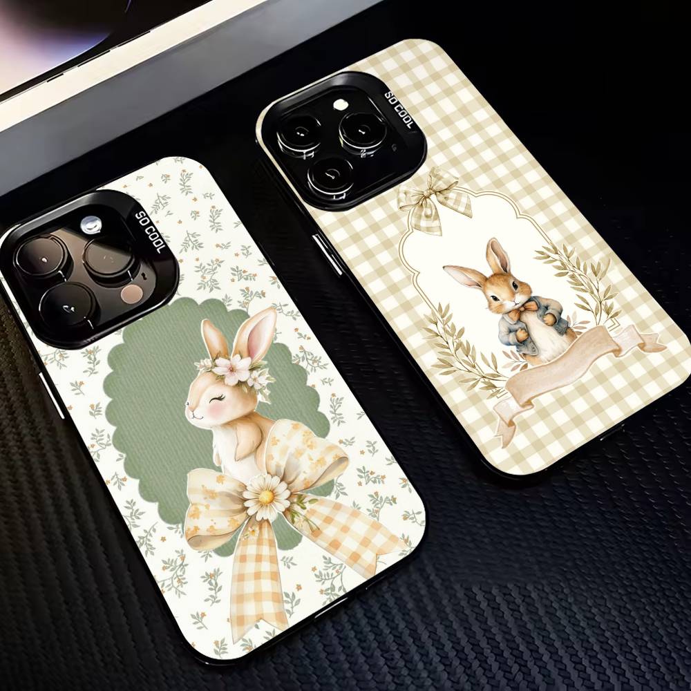 Cute P-Peter Rabbit Phone Case For iPhone17,16,15,14,13,12,11,Pro,MAX White Matte Shockproof Cover