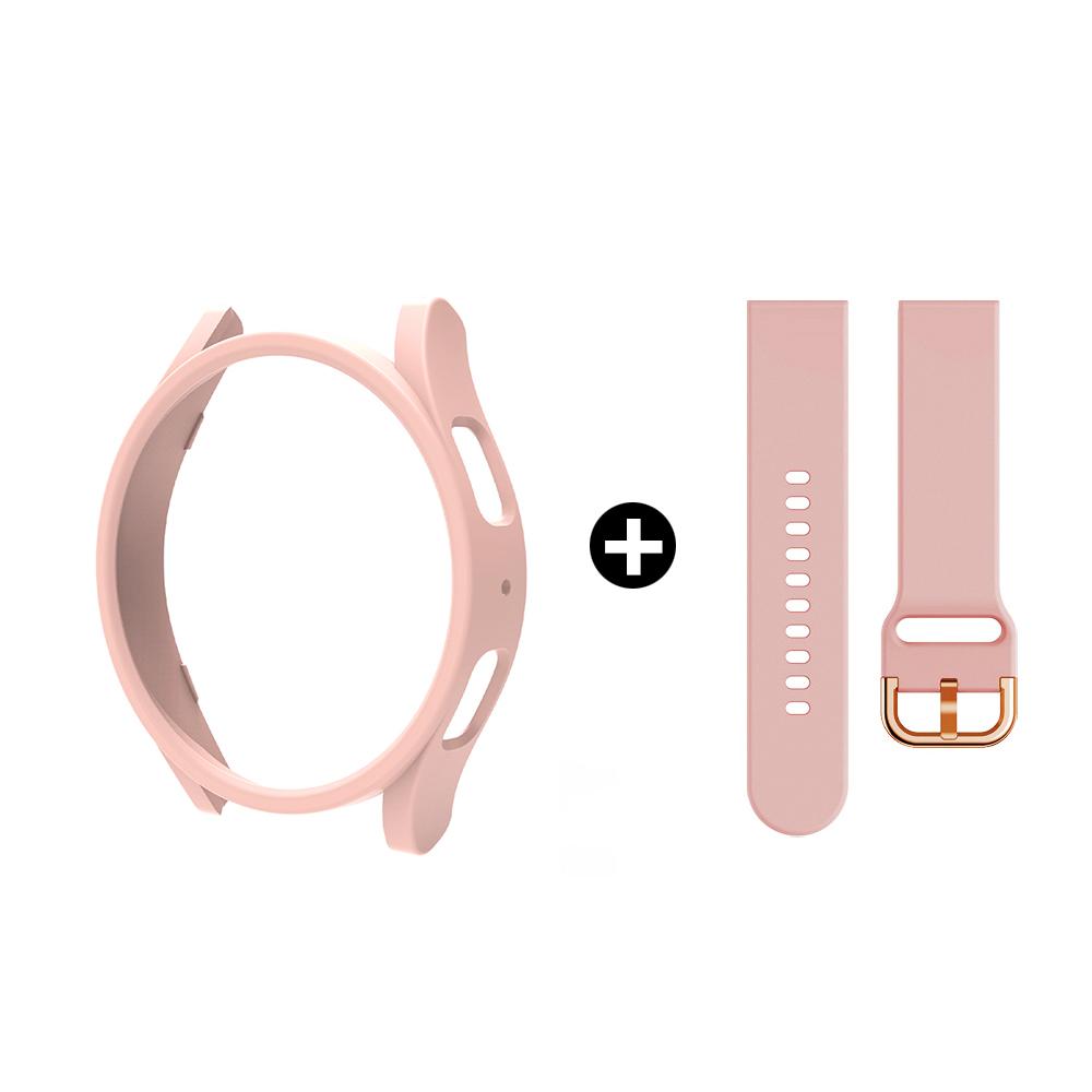 Strap+Case for Samsung Galaxy Watch 4/5/6/7 40mm 44mm PC Hollow Frosted Protector Bumper Cover Original Silicone Band