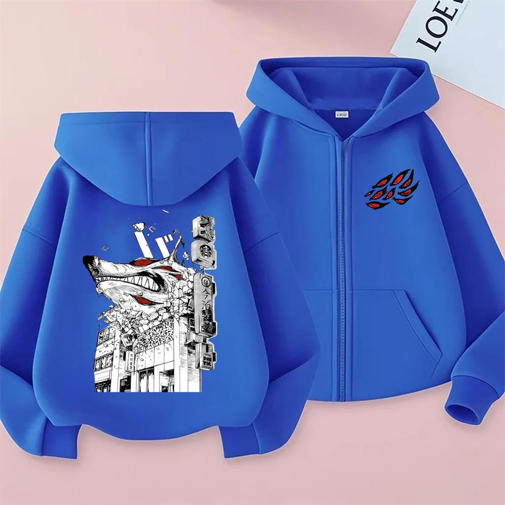 Anime Chaaw Man Zipper Hoodie Hayakawa Aki Summon Kon Fox Devil Zip Up Jacket Coat Men Women Casual Cartoon Manga Streetwear