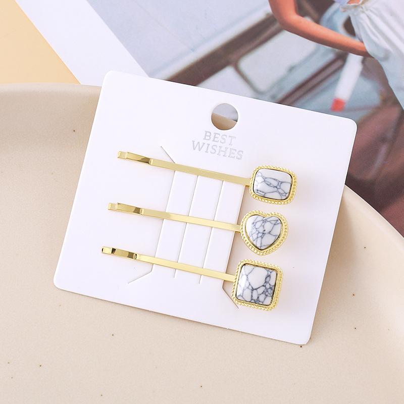 2/3/6Pcs Chinese Style Turquoise Set:Square Heart Flower Drop Blue Turquoise White Turquoise Hairpin Accessories