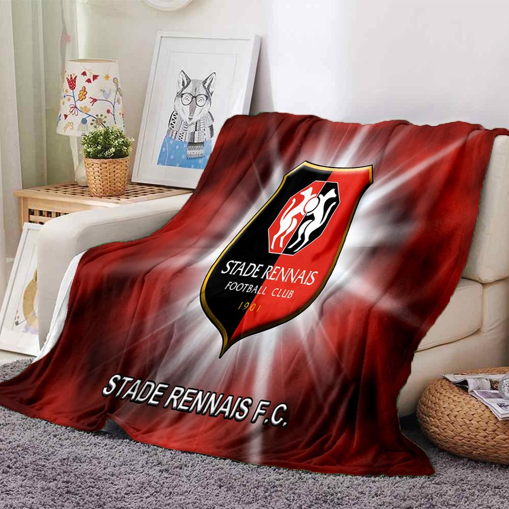 Stade Fc Emblem Flannel Blanket, Soft Polyester, Modern Design, All-Season for Camping, Travel, Gifts for Holidays or Birthdays