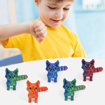 3D Printed Cat Toy Flexible Joints Articulated Cat Model for Adult 3D Printed Animals Fidget Toys for Home Office Classroom Decor