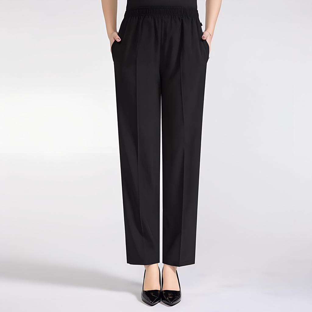 Summer Women High Waist Comfortable Silk Elastic Waist Pants