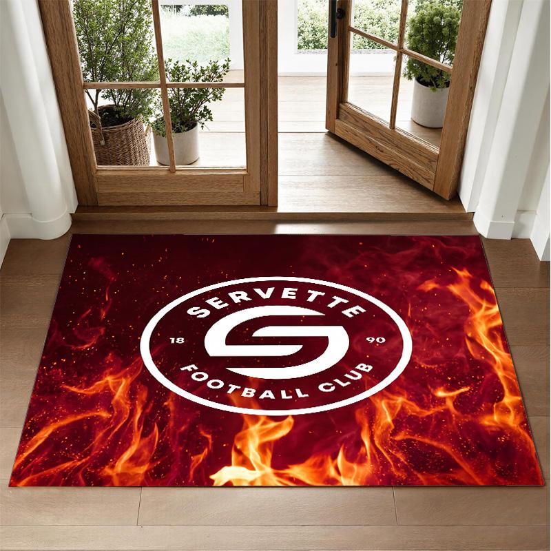 Servette FC Design Křišťálový Sametový Koberec Měkká Dekorativní Rohožka pro Ložnici Vstup