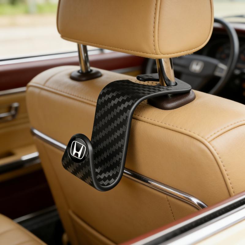2Pcs Car Hidden Seat Hook Multi-Purpose Carbon Fiber Texture Honda Car Seat Back Creative Multi-function On-Board Hooks XI6