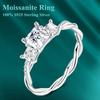08CT Moissanite Rings Copper Princess Cut Moissanite Three Stone Ring Jewellery Wedding Engagement Rings for Women