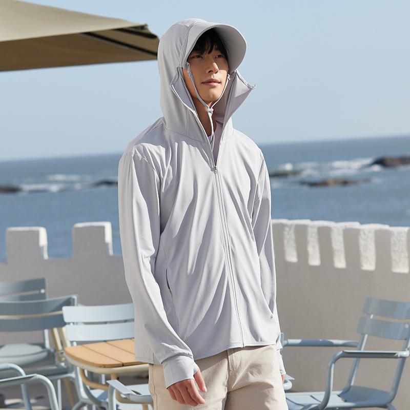 Ropa protectora solar verano anti-ultravioleta ropa para la piel hombres con ala desmontable pesca protección solar UPF50+