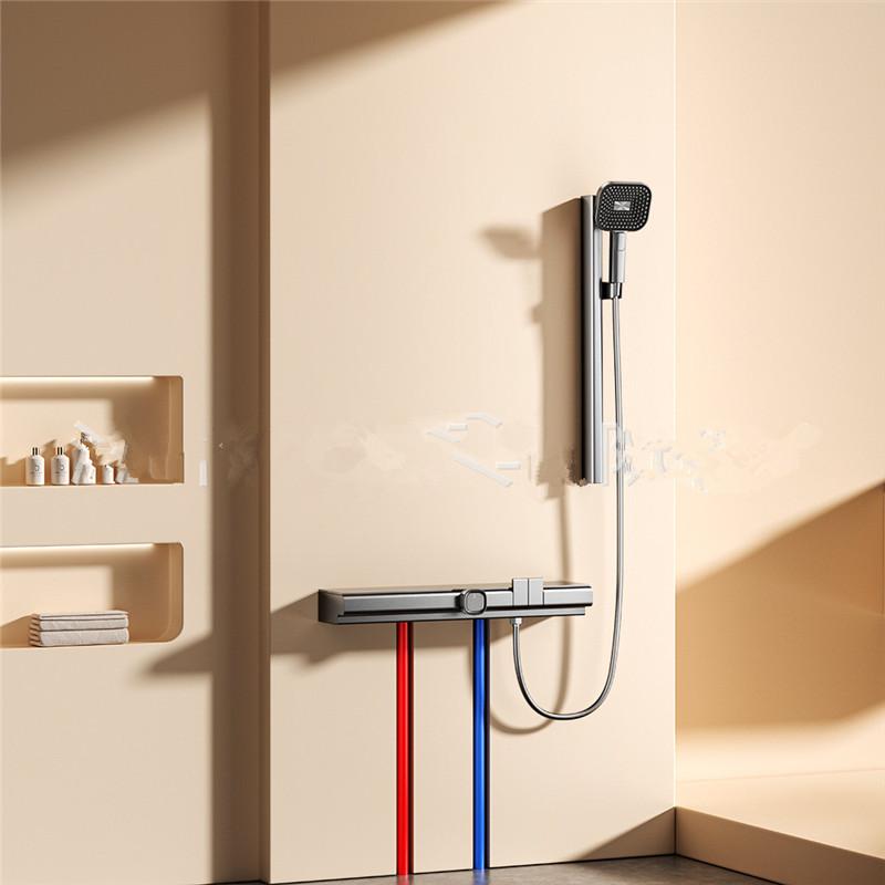Tuqiu Gray Thermostatic Bathroom Shower Faucet Bathroom Mixer Faucet White Brass Bathroom Faucet  Set