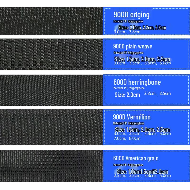Black Thickened Polyester Herringbone Webbing Tape for Bags and Straps
