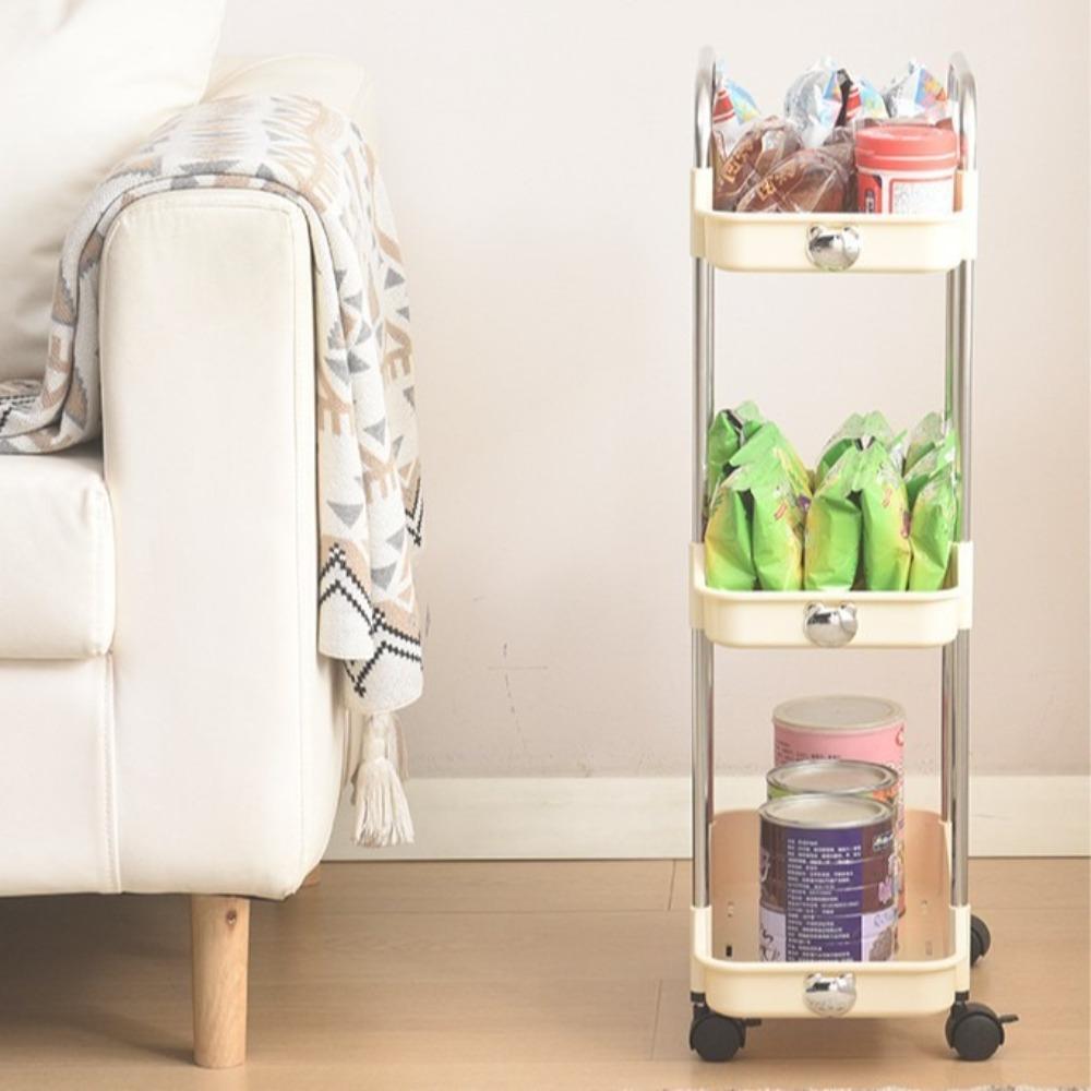 With Wheel Storage Rack Space-Saving Bathroom Cart Organizer Durable Mobile Shelving Unit  Bathroom
