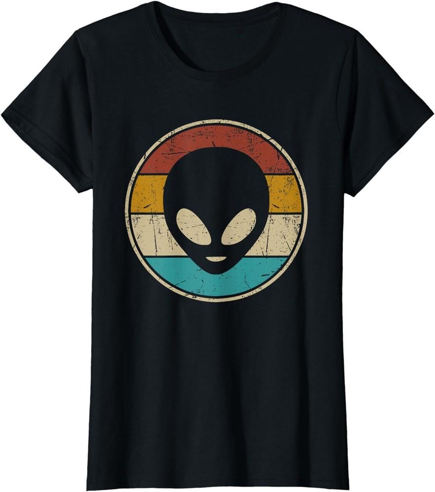 Womens UFO Lover Funny Retro Style Vintage Alien Ladies  Crewneck T-Shirt Unisex T-Shirt L