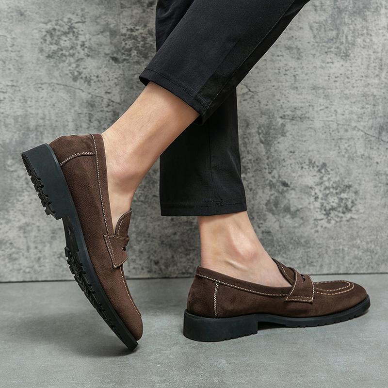 Men Loafers Street Style Brown Suede Formal Business Wedding Dress Prom Blazers Tuxedo Party Shoes Plus Size