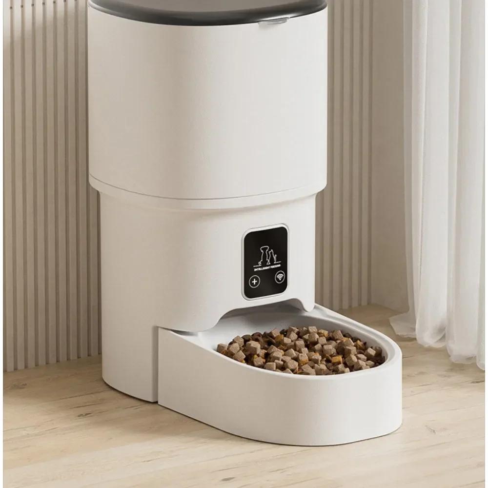 4L WIFI Knopf Automatischer Katzenfutterautomat Intelligenter Katzen- und Hunde-Futterautomat Smart Pet Katzenfutterspender Futterautomat(Kein 5V 1A Stecker)