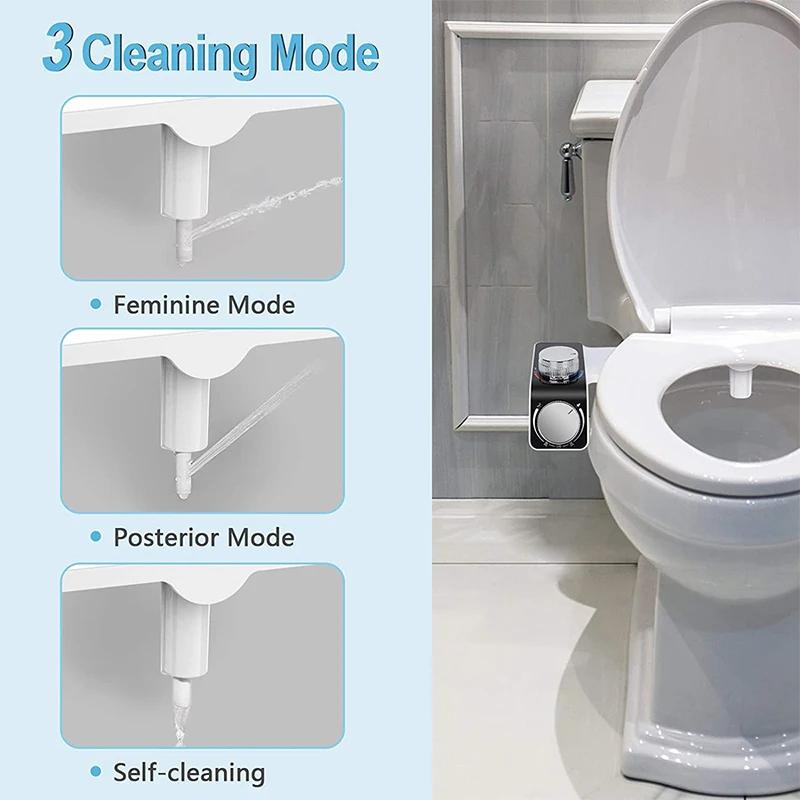 Bidet Toilet Seat Attachment Non-Electric Self-Cleaning Dual Nozzles Wash Hot Cold Mixer Water Lady Bathroom Accessories Sprayer