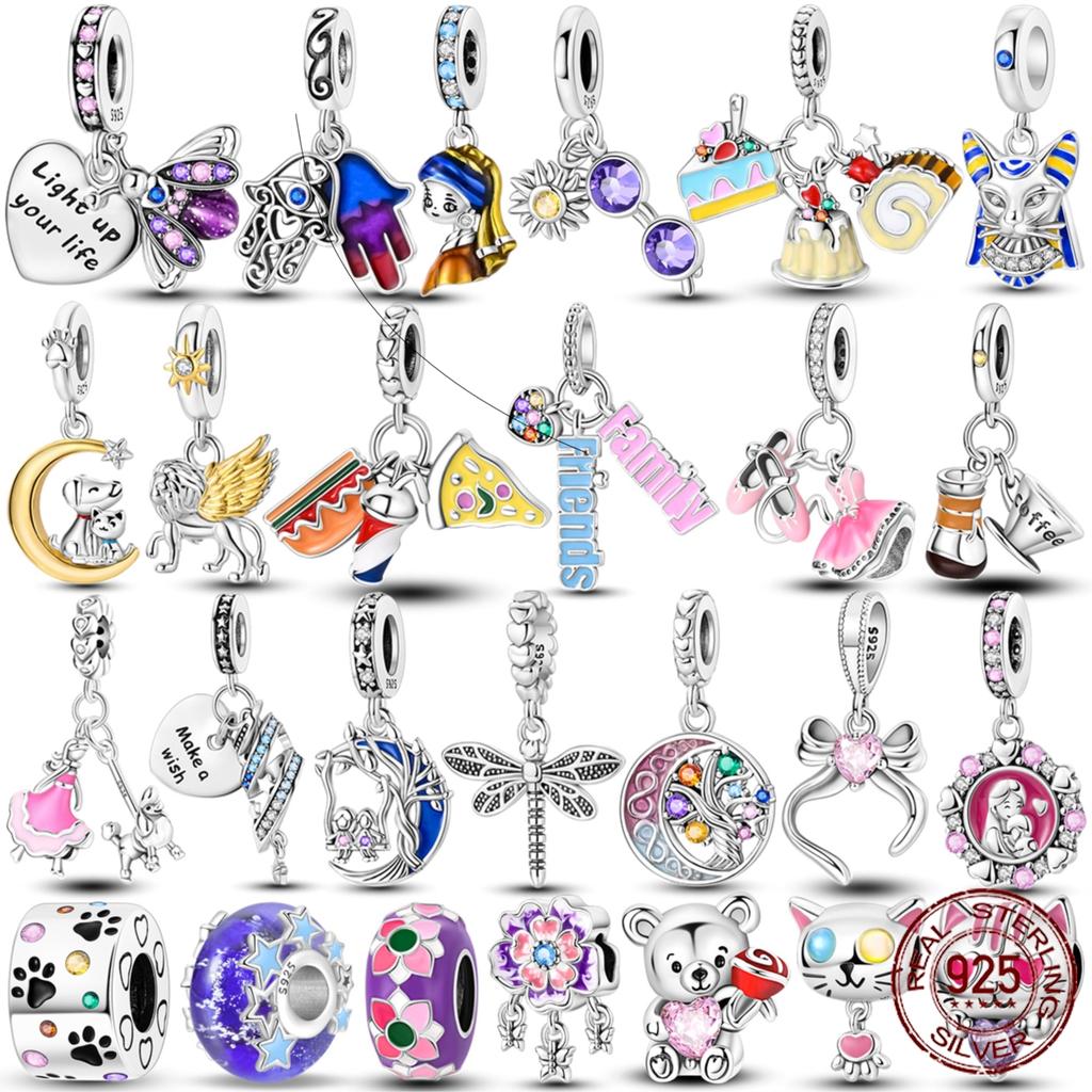 Colorful Exquisite Charm Bead Charms Bead Charms Genuine copper Luminous Firefly Moon Flower Pendants Compatible With Authentic Accessories Bracelets