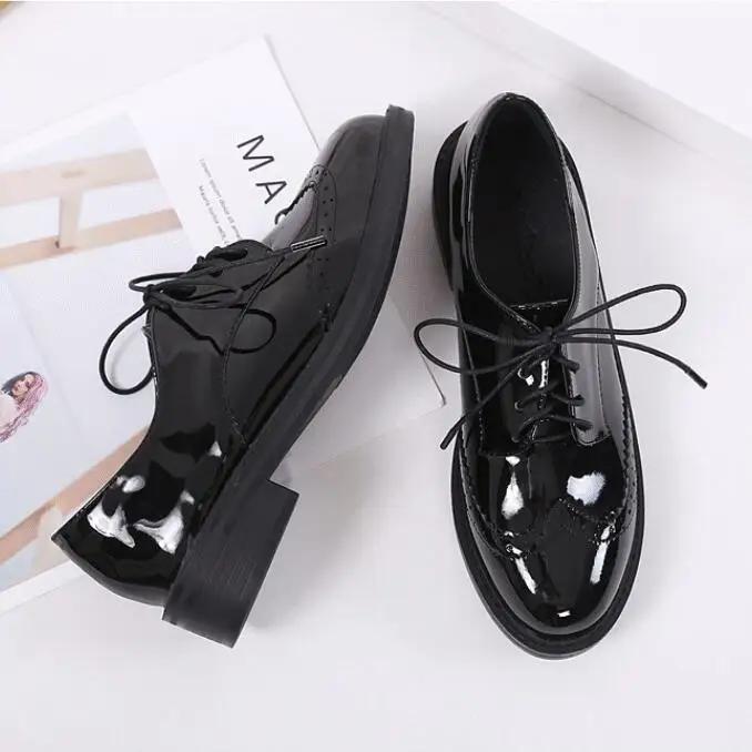 Fashion Autumn Spring Women Oxford Shoes Comfort Lady Polish Designer Low-heeled Casual Shoes British Style Women Shoes